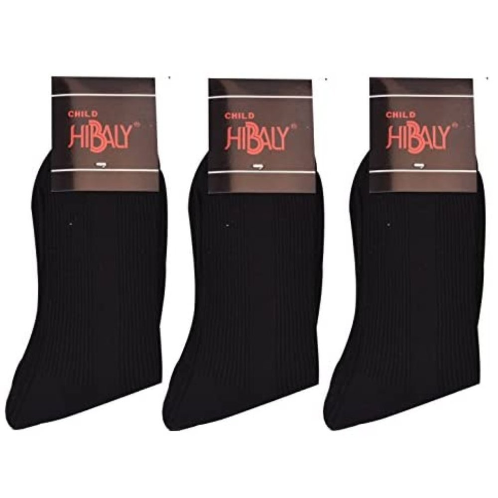 Hibaly Boy's Solid Color Ribbed Crew Dress Socks